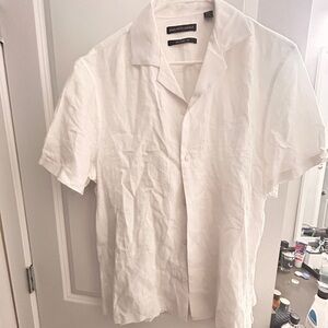 Saks Fifth Avenue White Men's Casual Button Down Shirt Medium
